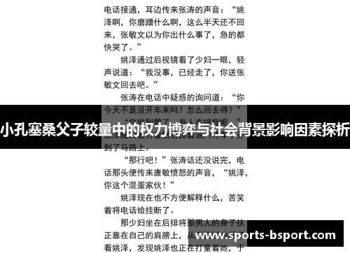 小孔塞桑父子较量中的权力博弈与社会背景影响因素探析
